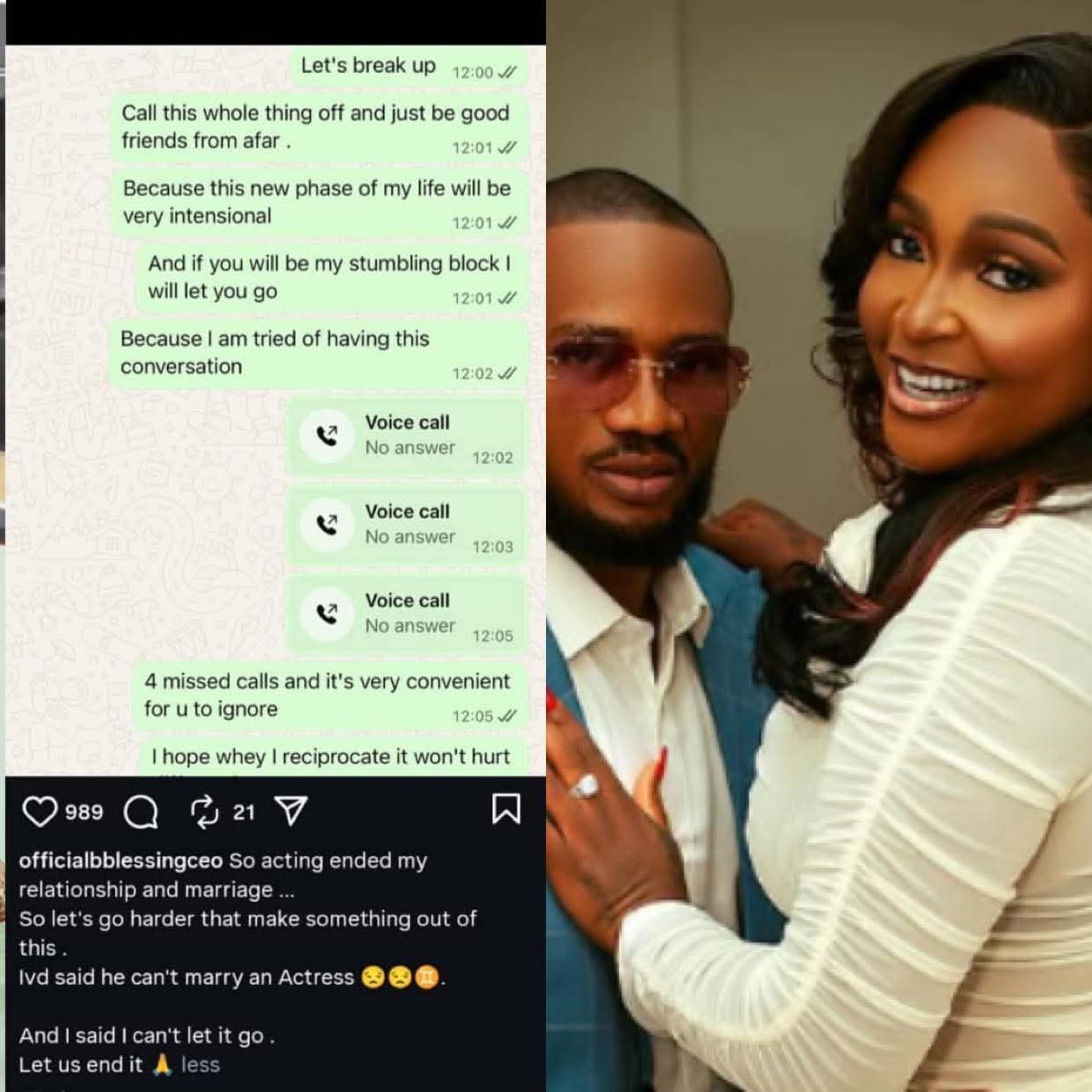 Blessing CEO Announces Breakup With IVD, Declares She’s Single Again