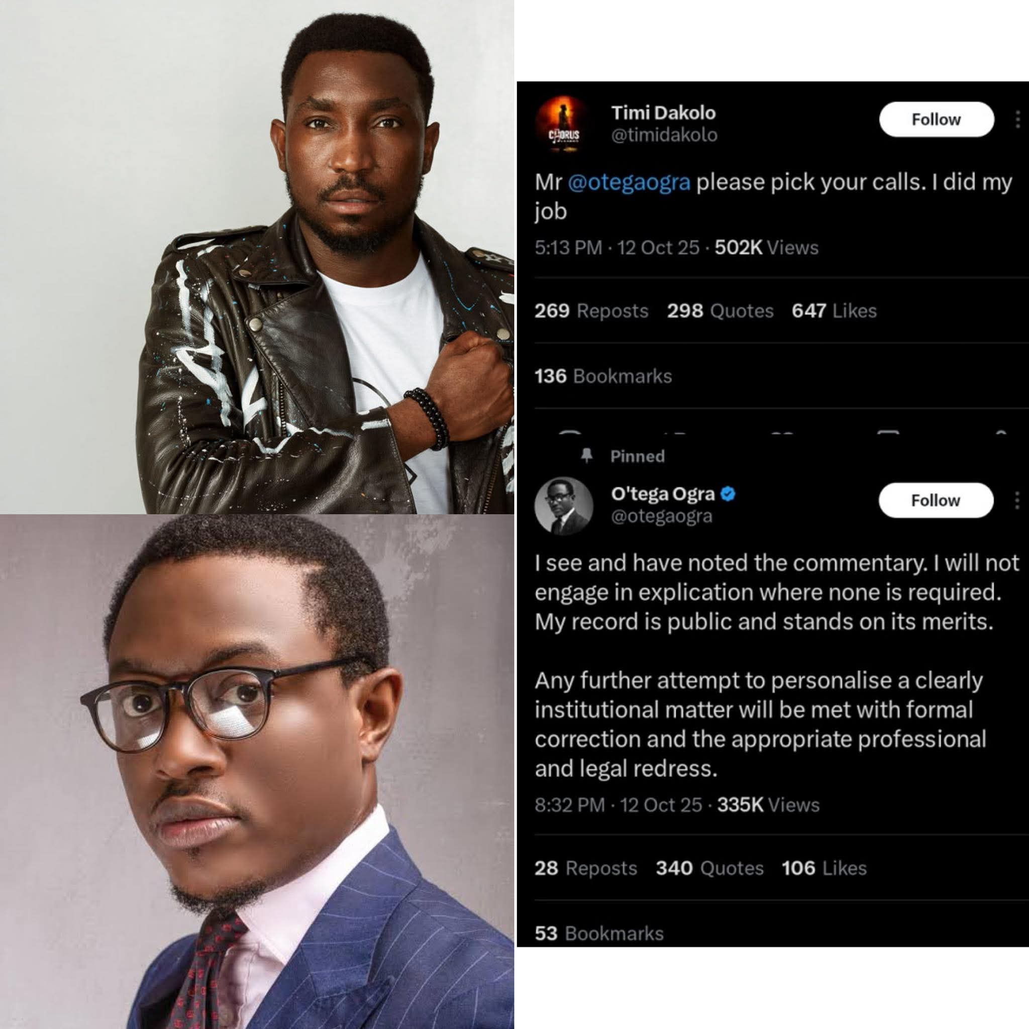 “I Did My Job”- Timi Dakolo Accuses Tinubu’s Aide Of Owing Him