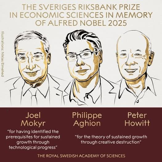 Joel Mokyr, Philippe Aghion, Peter Howitt win 2025 Nobel Economics Prize Joel Mokyr, Philippe Aghion, Peter Howitt win 2025 Nobel Economics Prize