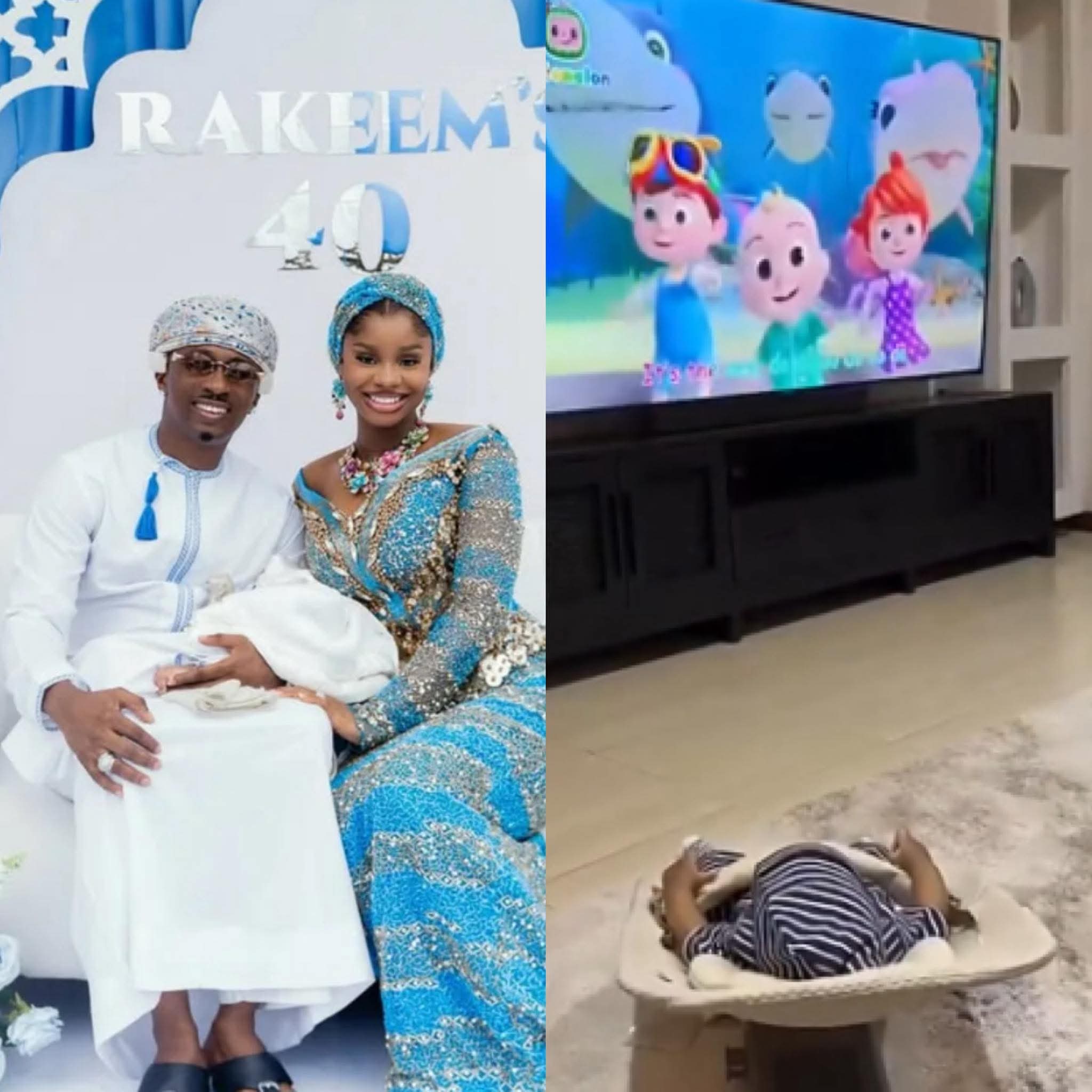 Nigerians express their dissatisfaction after Priscy Ojo post a video of her son Rakeem watching TV