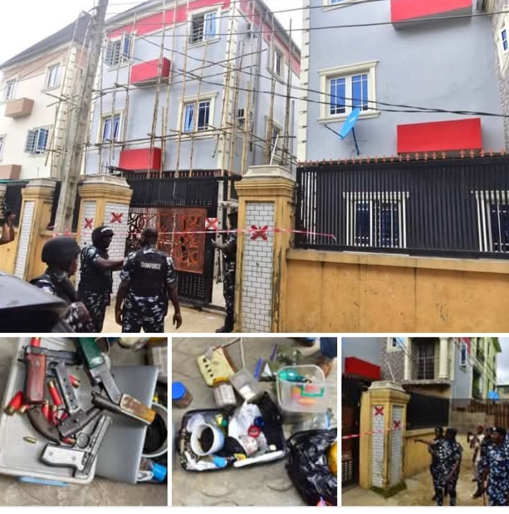 LAGOS POLICE ARREST TWO ARMED ROBBERY SUSPECTS, CORDONED OFF THE HOTEL BEING USED AS CRIMINAL HIDEOUT, REC0VER ARMS, AMMUNITION, AND OTHER EXHIBITS