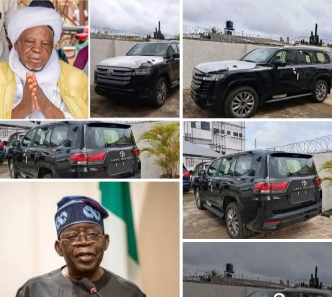 President Tinubu presents brand new Jeep to Chief Imam of Ibadan Land 