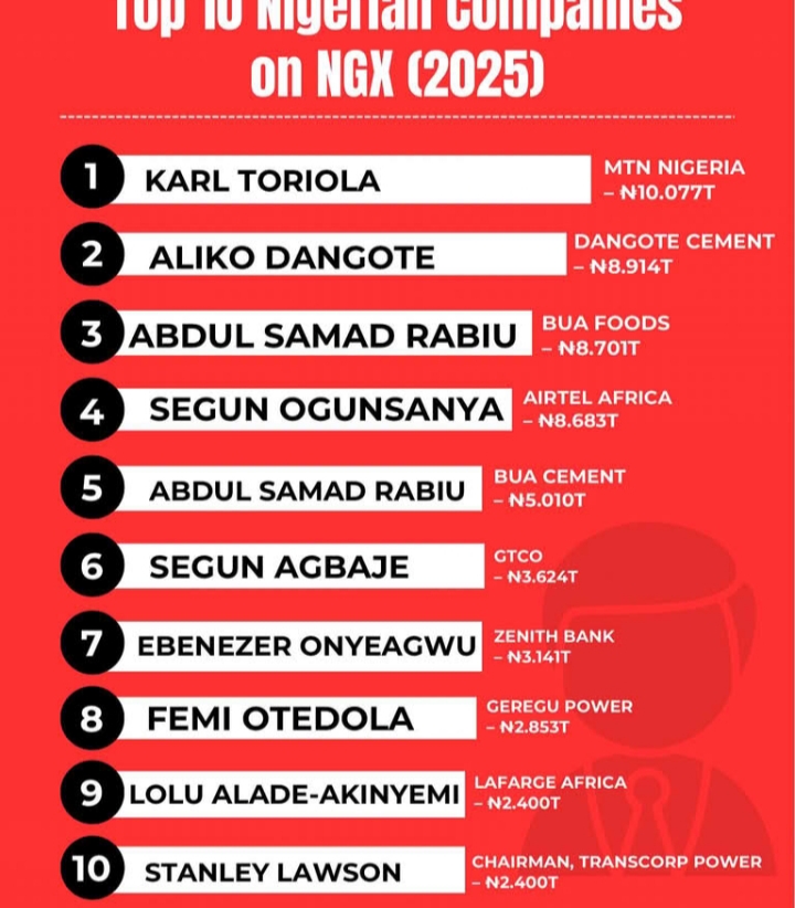 Top 10 Nigerian Companies on NGX (2025)