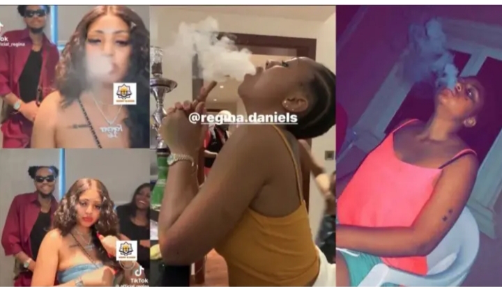Clips of Regina Daniels sm0king heavily surfaced following substance allegation by husband Ned Nwoko (Video) Clips of Regina Daniels sm0king heavily surfaced following substance allegation by husband Ned Nwoko (Video)