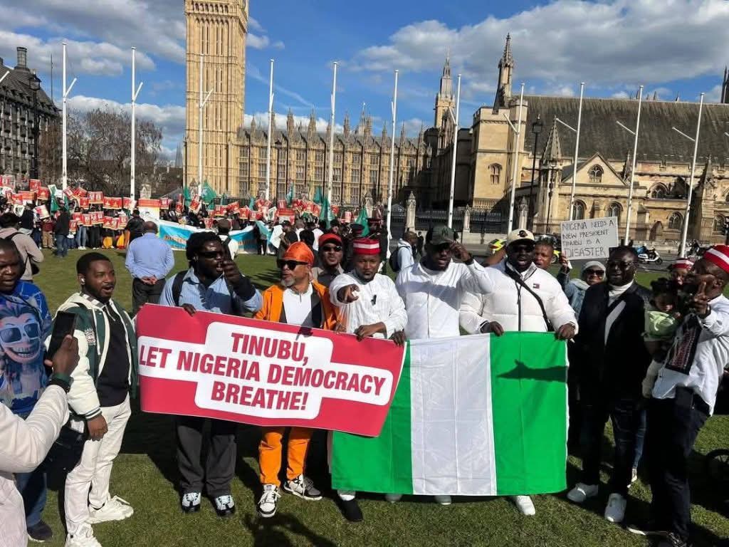 2027: Nigerians protest at UK parliament, demand removal of INEC Chairman